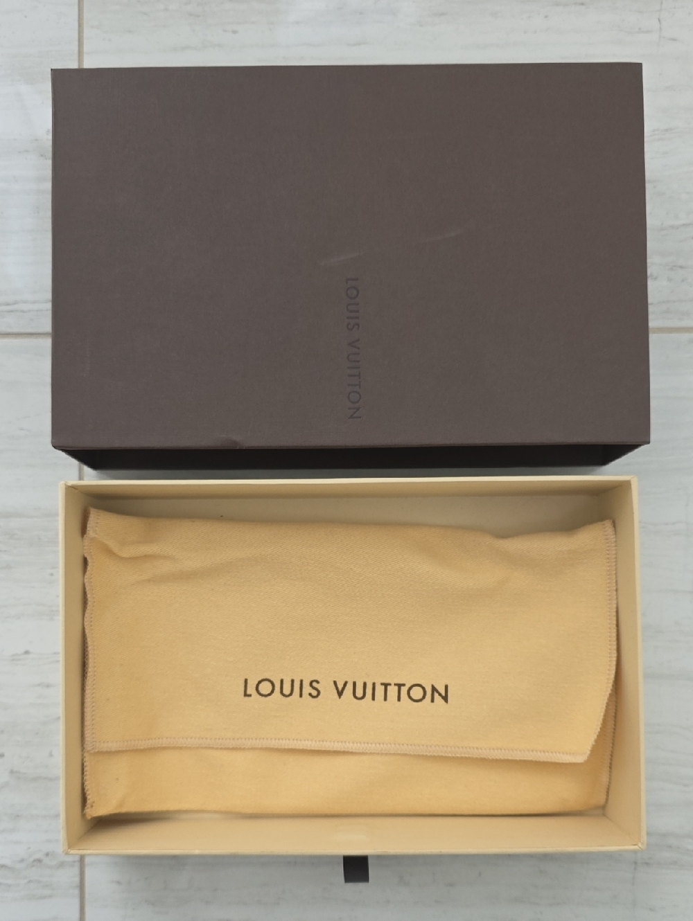 Louis Vuitton Beige Dust Bag with Brown Box